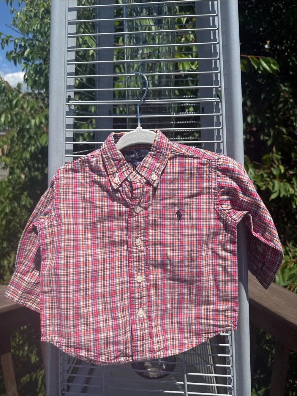 Ralph Lauren Boys Red Multicolor Plaid Button-Down Shirt